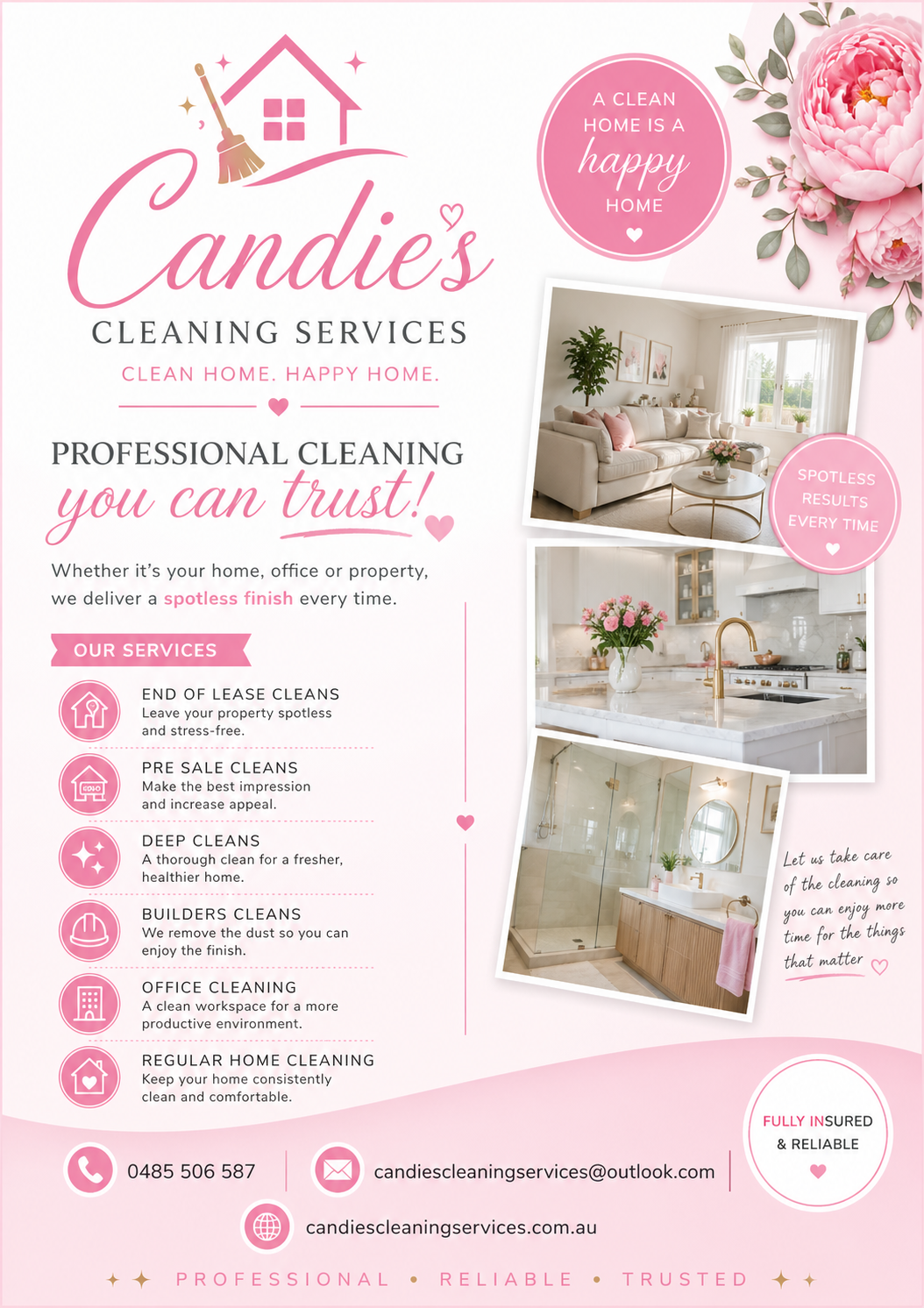 End of lease cleaning pricing — 3 bed 2 bath from $500
